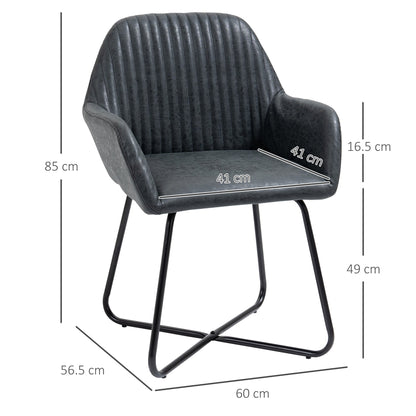 Set 2 Modern Chairs For Dining Room, Kitchen or Living Room, Padded Chairs in Black Similpelle 60x56.5x85cm - Borgè