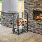 Outsunny Portalgna Set Set for the black steel fireplace 40 x 30 x 74.5cm - Borgè