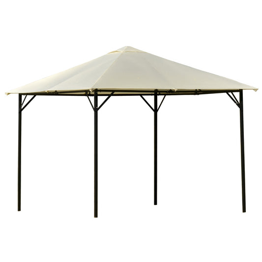 Outsunny Garden and exterior 3x3m metal gazebo with double folding roof, cream white - Borgè