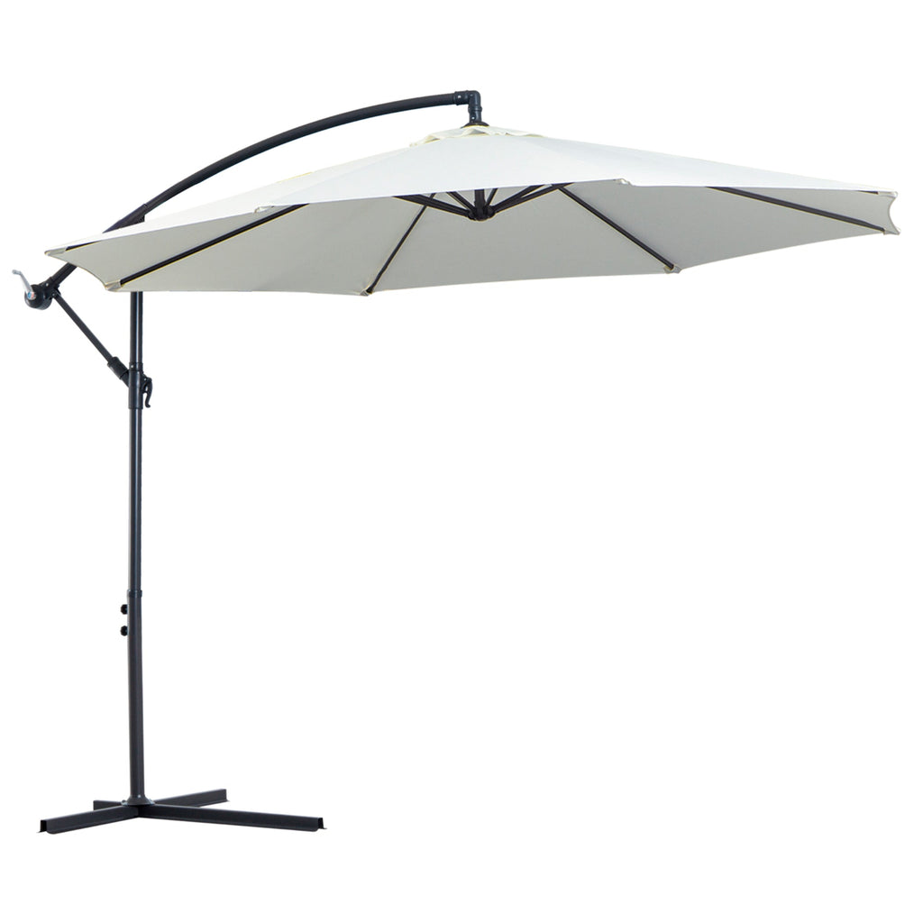 Outdoor Umbrella 3x2.5m with Crank, in Steel and Anti-UV Polyester, Cream - Borge' Group Limited