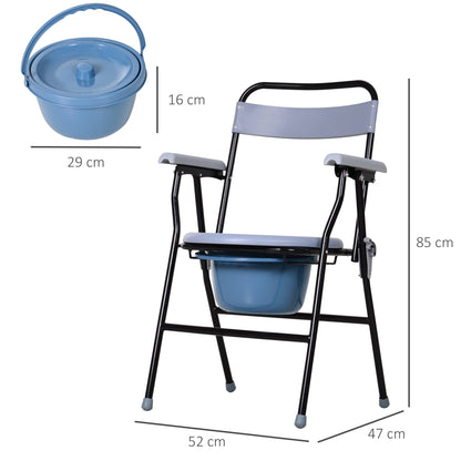 ECARE | Foldable WC chair with removable pot for the elderly and disabled in iron and plastic tubes | 52x50x75cm - Borgè