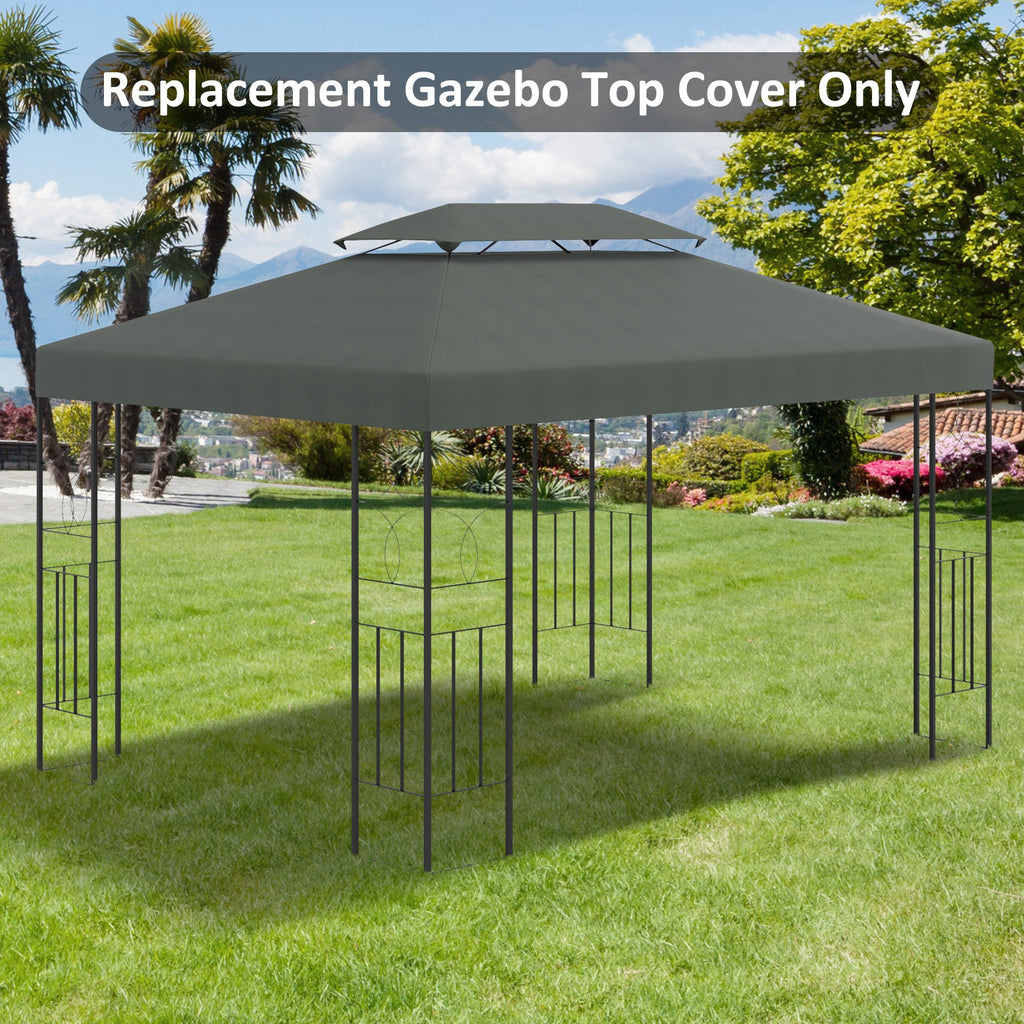 Outsunny coverage for gazebo 4x3 m at 2 levels in polyester with straps and 10 drainage holes, dark gray - Borgè