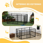 Small Dog Playpen with 6 Panels for Indoor and Outdoor Use, 82.5-150x79x61cm Metal - Borge' Group Limited