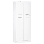 Multipurpose Pantry Cabinet with 2 Cabinets and Adjustable Shelves, MDF, 59x31x155cm, White - Borgè