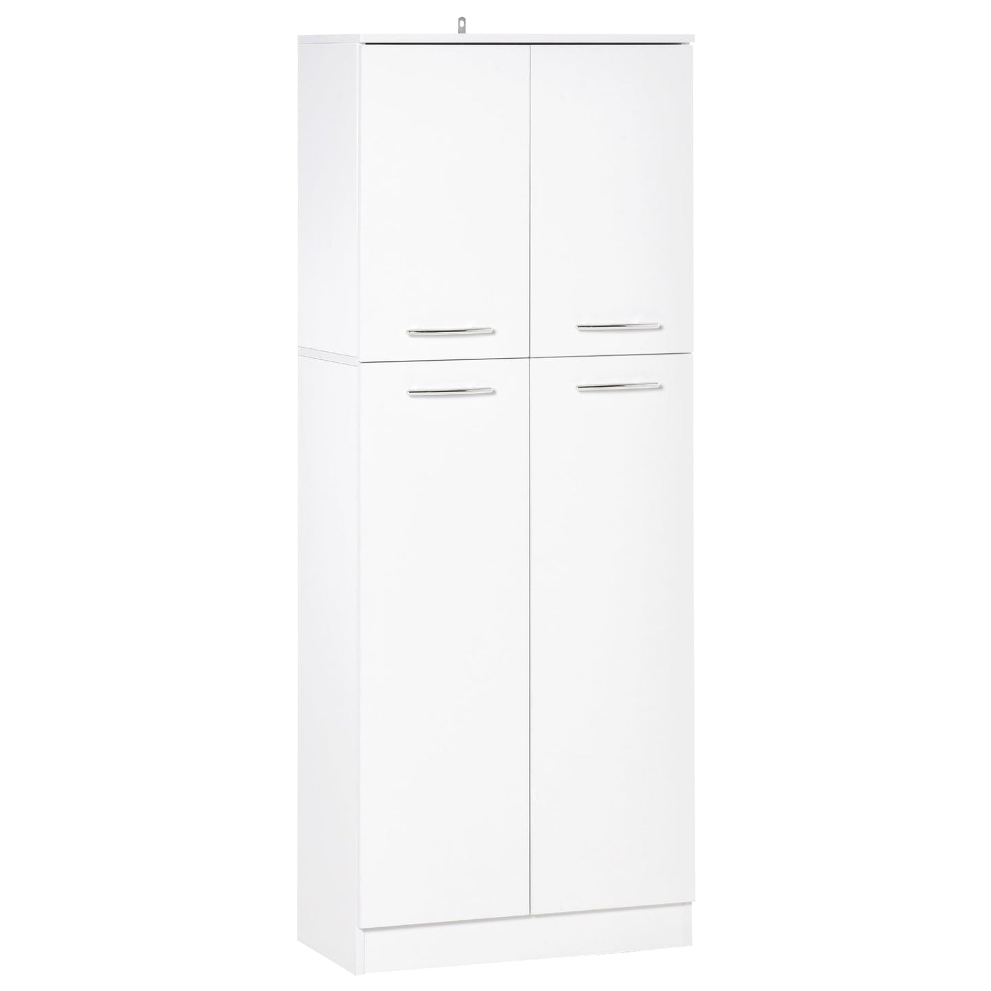 Multipurpose Pantry Cabinet with 2 Cabinets and Adjustable Shelves, MDF, 59x31x155cm, White - Borgè