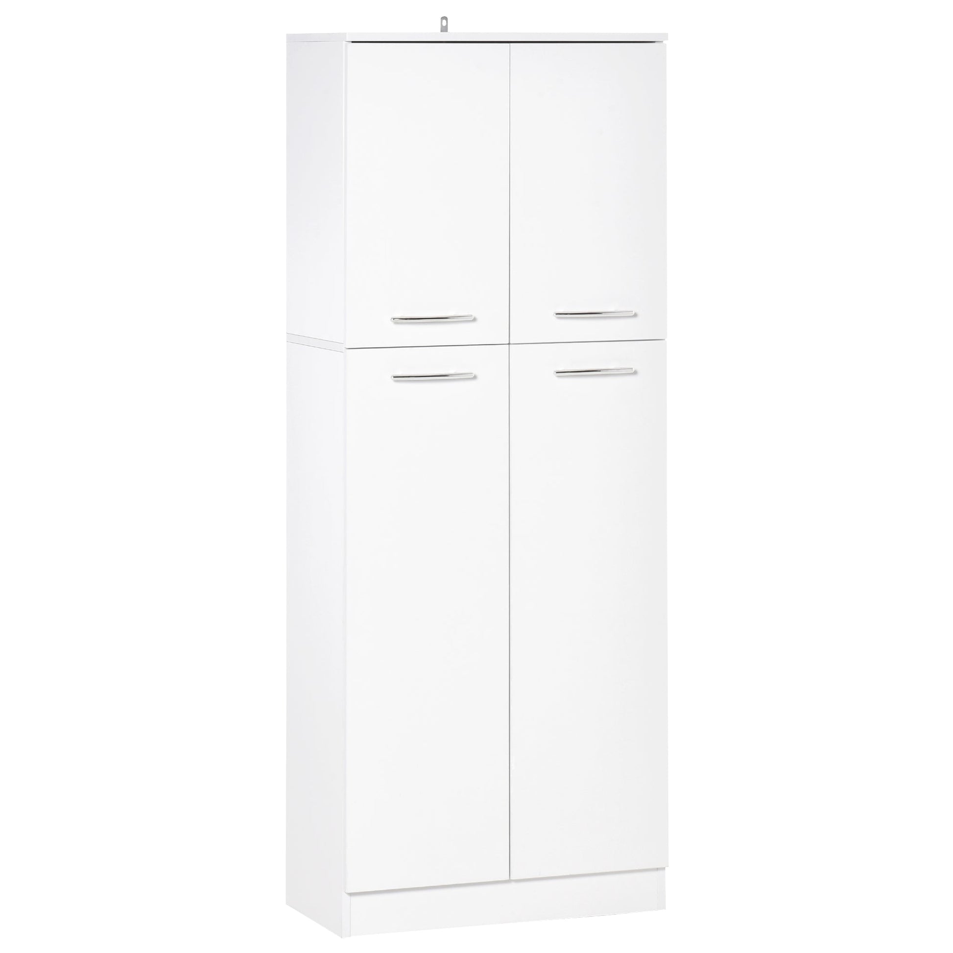 Multipurpose Pantry Cabinet with 2 Cabinets and Adjustable Shelves, MDF, 59x31x155cm, White - Borgè