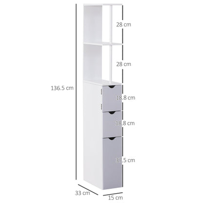 Bath column cabinetry saving wooden, white and Grey, 15x33x136cm - Borgè