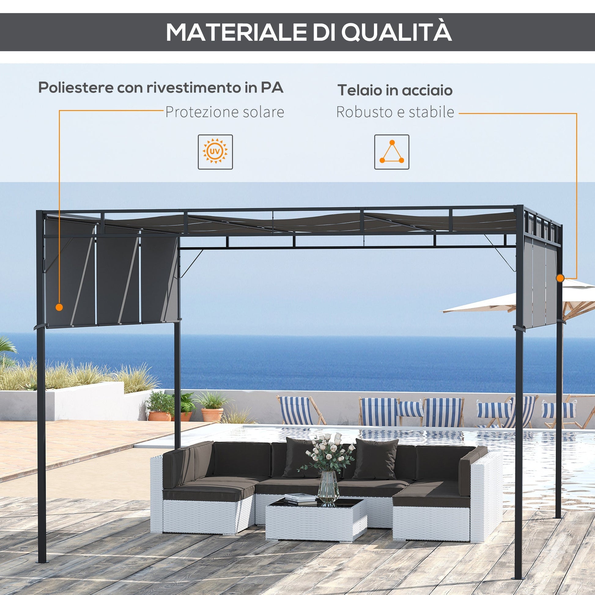 MICHAELA | Outdoor Pergola 3x3m with sliding roof - Borgè