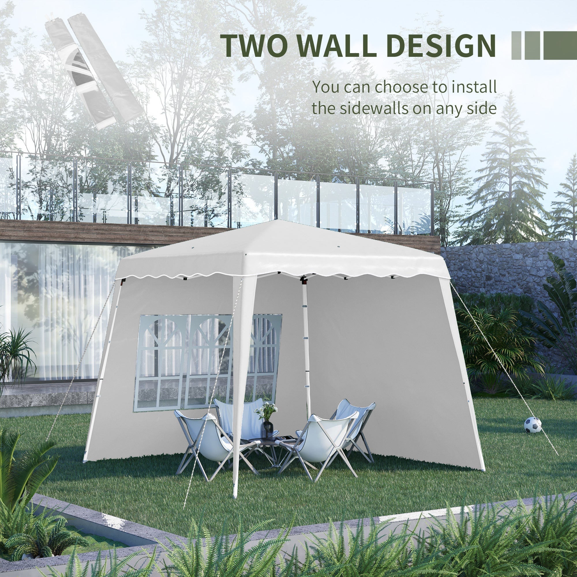 Adjustable Height Folding Garden Gazebo in Steel and Oxford Fabric, 2.4x2.4x2.5m - Borge' Group Limited