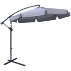 2.7x2.7 m Garden Umbrella with Metal Arm and Adjustable Polyester Canopy and Crank Opening, Grey - Borge' Group Limited
