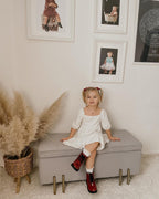 interior container bench with padded seat and gold lacquered feet, modern and elegant design, 100 x 40 x 42cm - Borgè