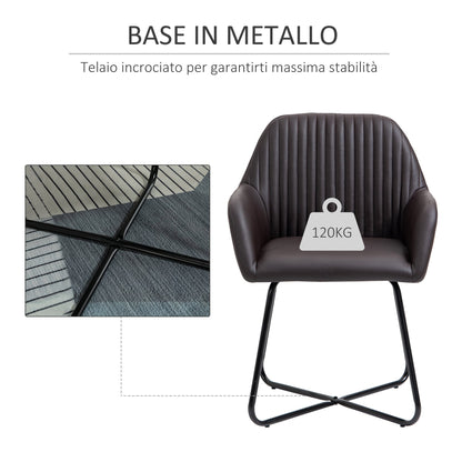 Set 2 Modern Chairs For Dining Room, Kitchen or Living Room, Padded Chairs in Marrone -like 60x56.5x85cm - Borgè