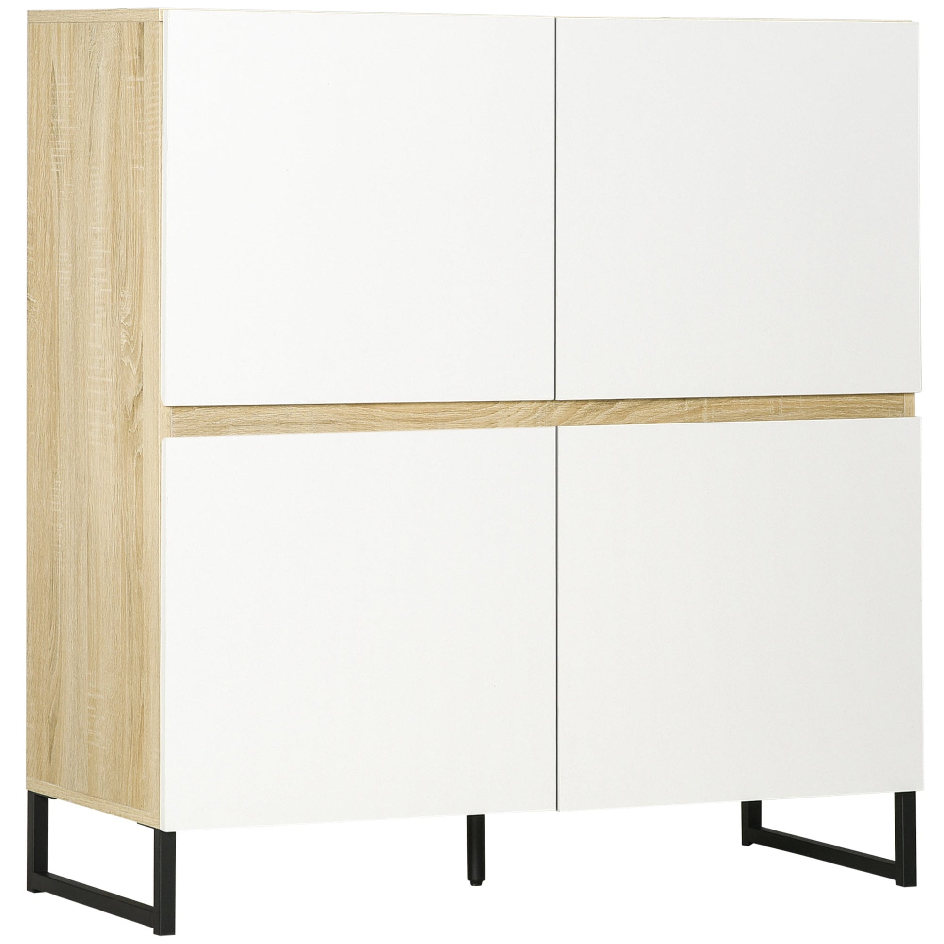 Multiuse modern sideboard with 4 squares wooden doors, 100x41.5x107cm, white - Borgè