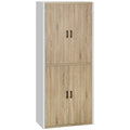 dispensate MDF wooden kitchen with 4 adjustable shelves, 4 doors and anti -cargo device, 80x40x182cm, wood and white color - Borgè