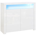 Multiuse saving cabinet for entrance, living room or white wooden bathroom, with colorful LED lights, 107x35x97cm - Borgè