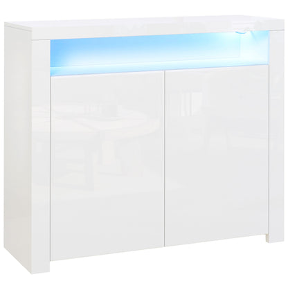 Multiuse saving cabinet for entrance, living room or white wooden bathroom, with colorful LED lights, 107x35x97cm - Borgè