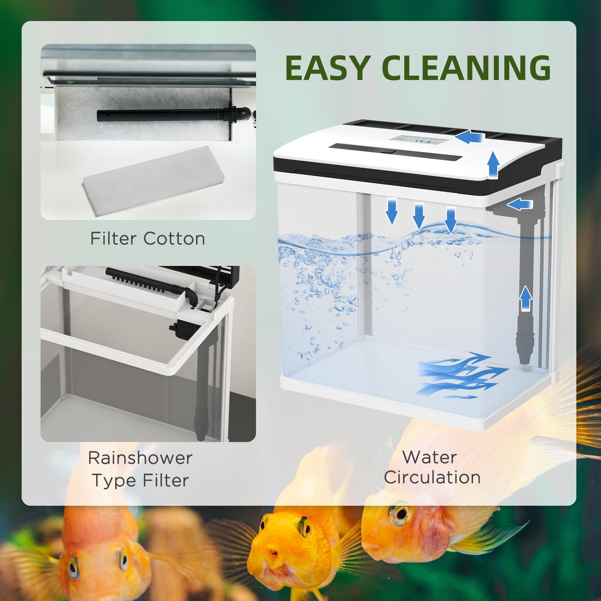 13L Aquarium Pawhut from LED lighting with ventilation holes, in HD and ABS glass, 29L x 20p x 30.5a cm - Borgè