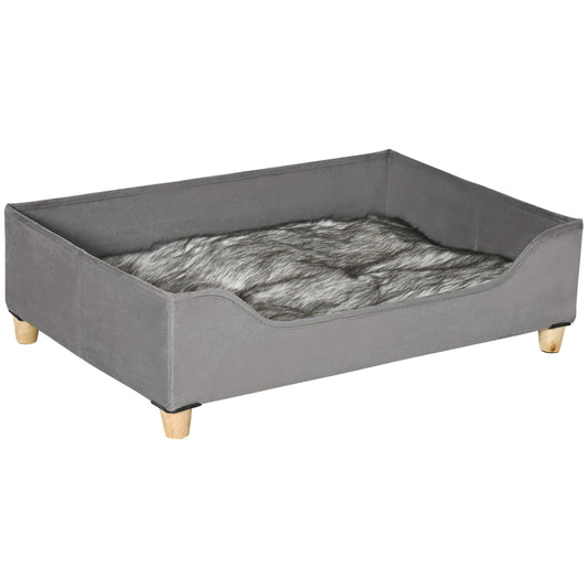 PAWHUT RECOCCED FOR DOGS RELATED WITH MDF wood panels, padded pillow, 81lx56x23.5cm, Grey - Borgè