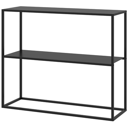 Homcom Mobile from Modern Entrance to 2 steel shelves, 90x30x75cm, Black - Borgè