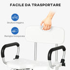 Homcom shower chair for the elderly, disabled and pregnant women padded with U-shaped shape, 54x52x70-82cm, white - Borgè