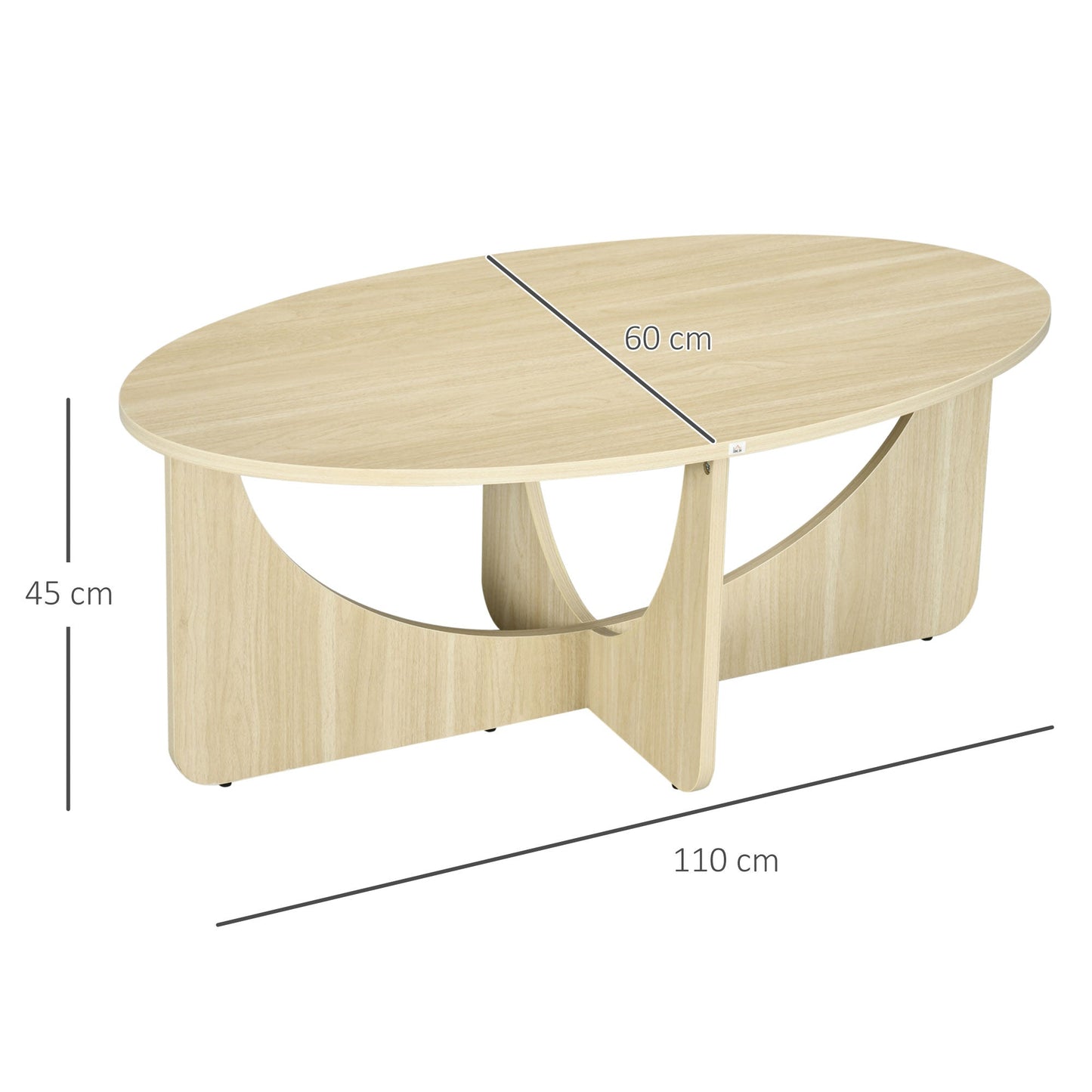 Homcom Table of oval living room in chipboard with a modern style, 110x60x45cm, oak color - Borgè