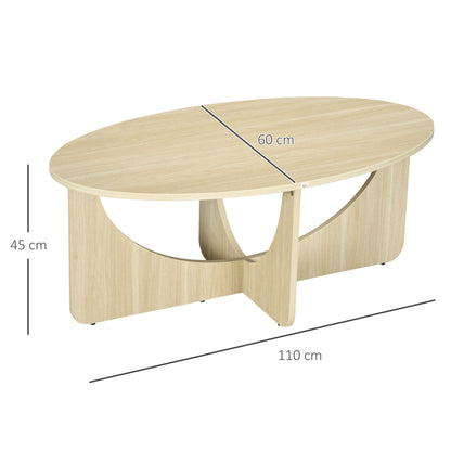 Homcom Table of oval living room in chipboard with a modern style, 110x60x45cm, oak color - Borgè