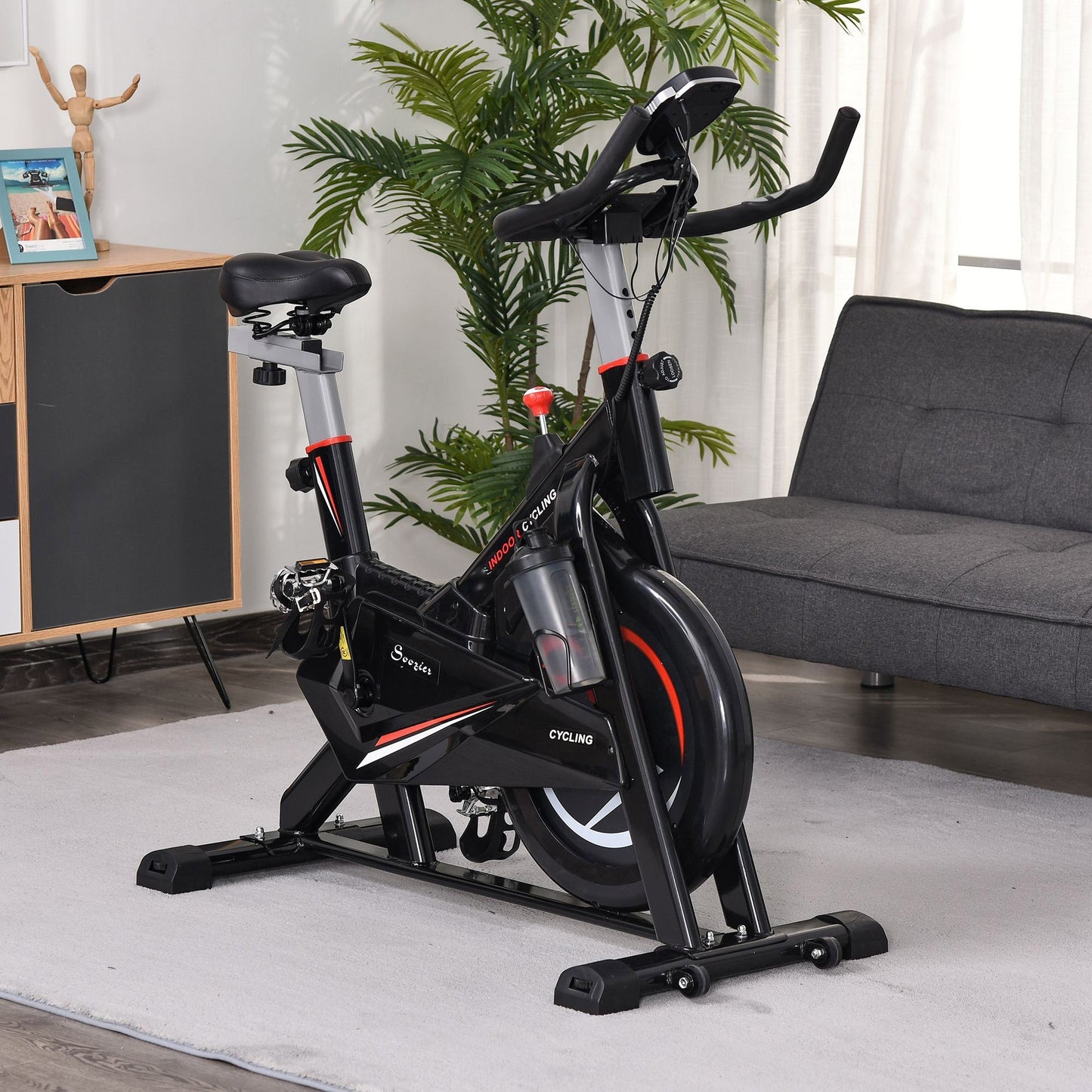 Cycle for Cardio Trainer training with LCD monitor in steel - black