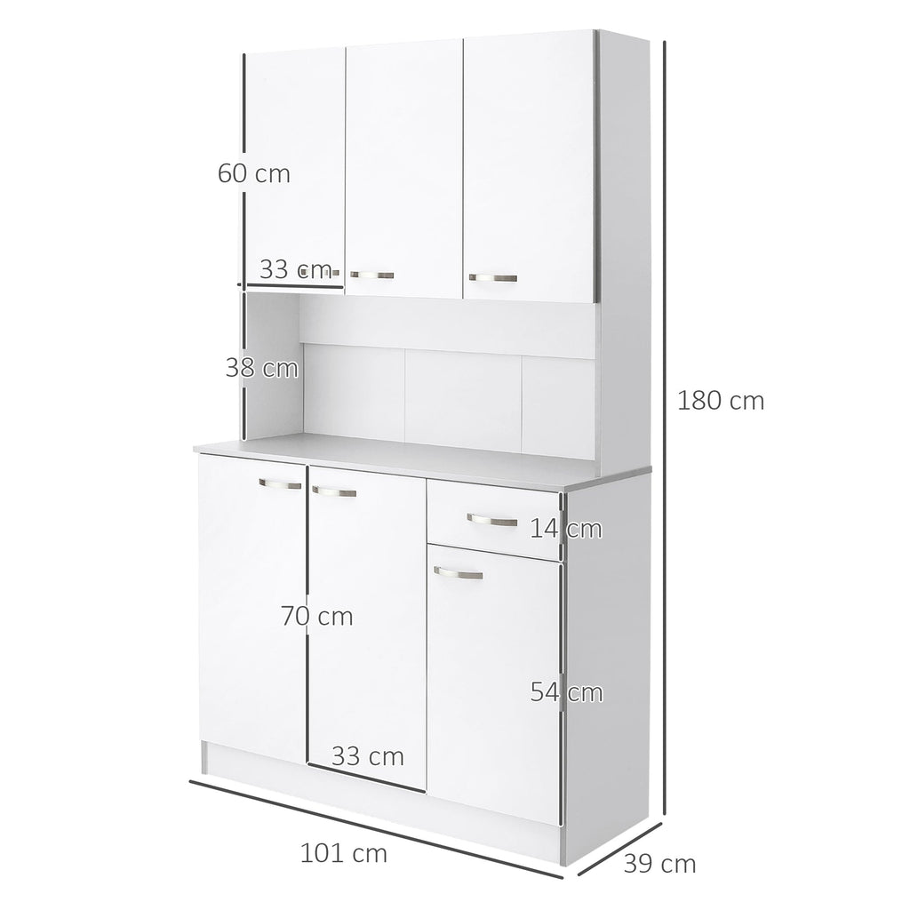 Homcom - Wardrobe with wooden kitchen wall units 101 x 39 x 180cm white - Borgè