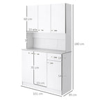 Homcom - Wardrobe with wooden kitchen wall units 101 x 39 x 180cm white - Borgè
