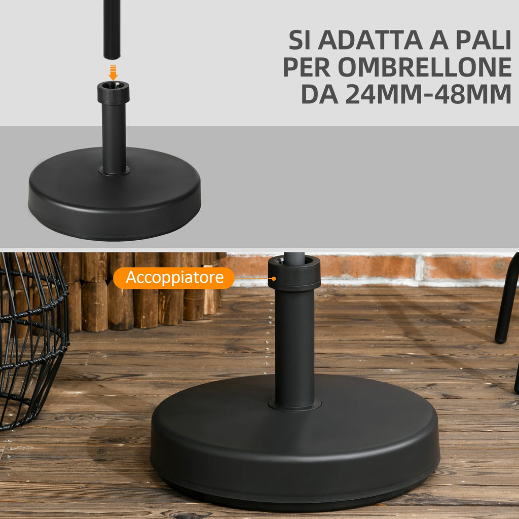 Garden Umbrella Base in PP Plastic max 18kg Weight, Ø45x33 cm, Black - Borge' Group Limited