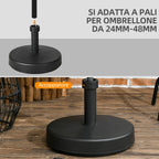 Garden Umbrella Base in PP Plastic max 18kg Weight, Ø45x33 cm, Black - Borge' Group Limited
