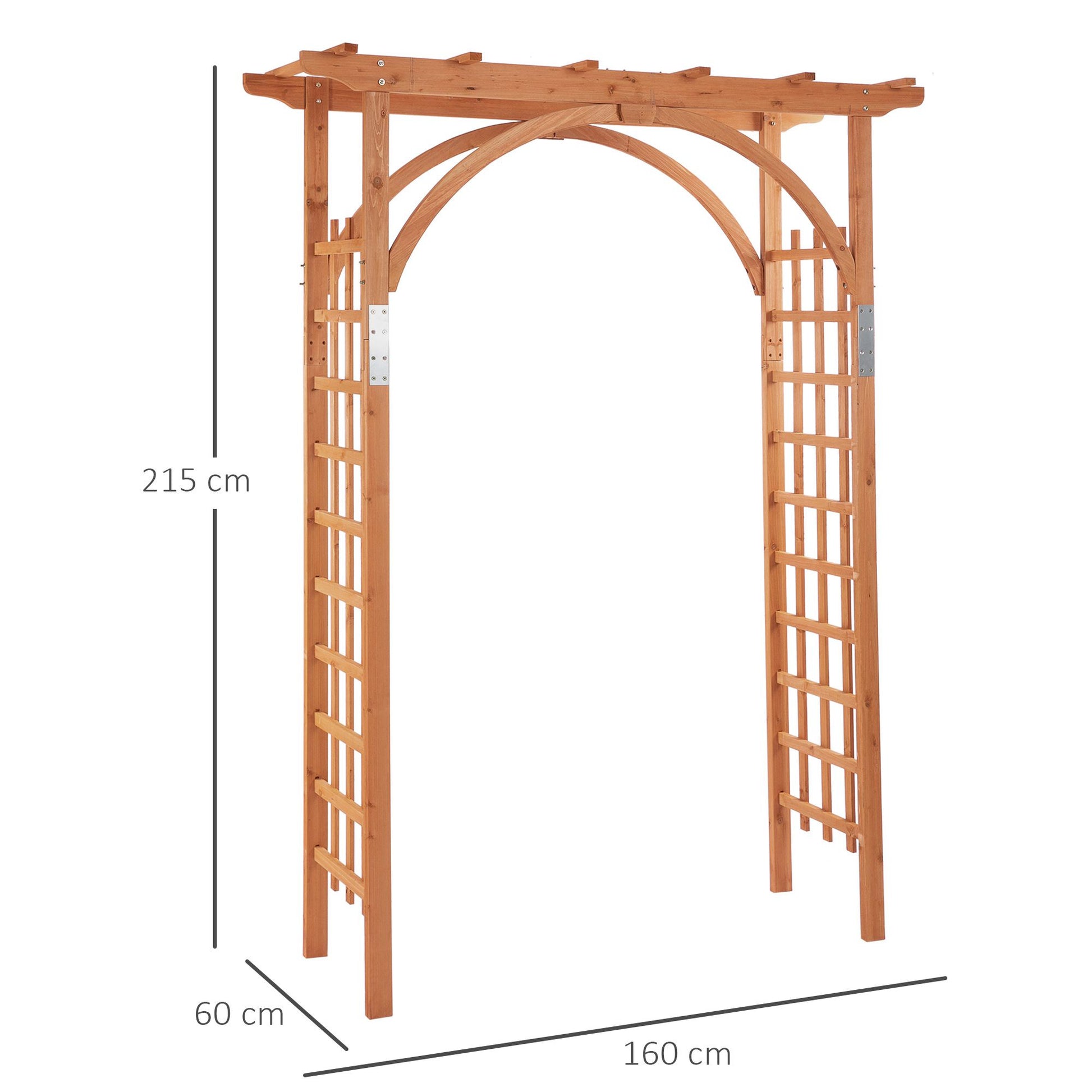 Outsunny wooden arch of garden pergola and back for climbing plants - Borgè