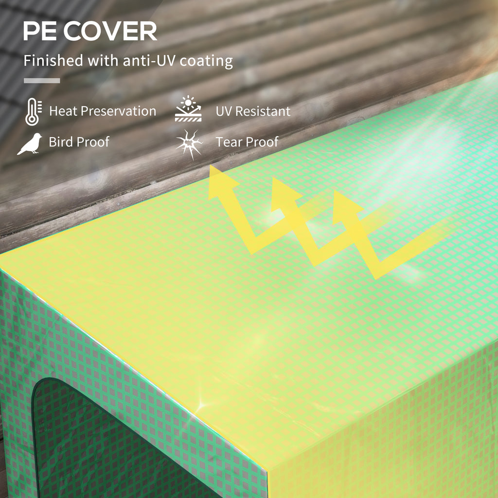 Outsunny Wall Garden greenhouse with 2 roller shown doors and covers in PE Anti UV, 200x80x200cm, Green - Borgè