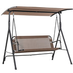 LOUISIANA | 3 Seater Garden Swing Terrace with Adjustable Canopy in Metal and Texteline 172x110x155cm Brown - Borge' Group Limited