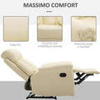Ergonomic padded Relaxable Relaxable Armchair With SimilPel Poglipies 80 x 97 x 107cm Cream - Borgè