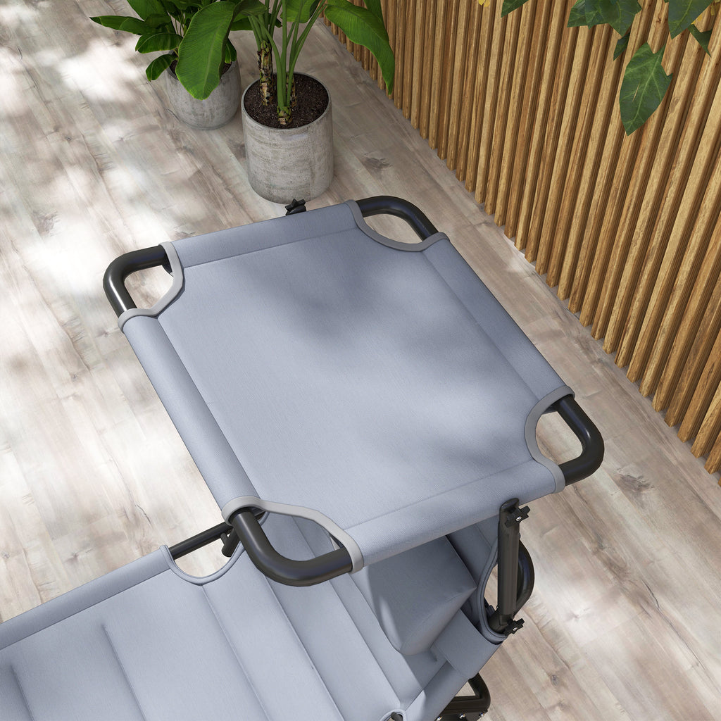 Outsunny folding sun bed with 4 -level adjustable backrest, pillow and padding, gray - Borgè