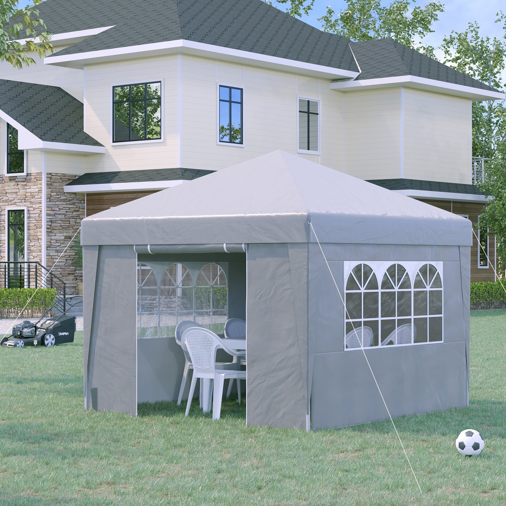 SOFI | 3x3m Folding Gazebo with Adjustable Height, with Pop Up Design and Windows, White - Borge' Group Limited