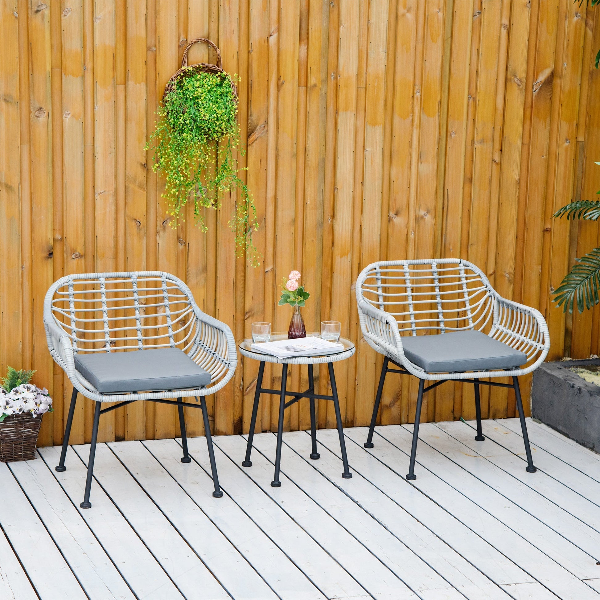 RABAT | Garden Furniture Set in Rattan PE with Table and 2 Chairs - Borgè