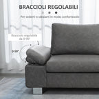 Grey 2 Seater Sofa ( 200x88x86 cm ) - Borgè