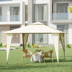 Beige Metal and Polyester Garden Gazebo with Double Roof 3.5x3.5m - Borge' Group Limited