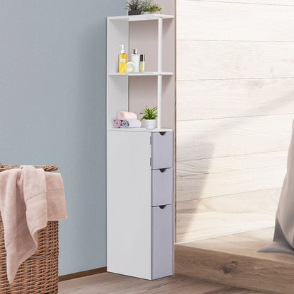 Bath column cabinetry saving wooden, white and Grey, 15x33x136cm - Borgè