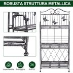 3 Tier Folding Garden Balcony Planter Shelf, Metal, Silver, 44x25x96 cm - Borge' Group Limited
