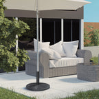 Round Garden Umbrella Base Rattan Effect Ø45cm Weight 9.5kg, Black - Borge' Group Limited