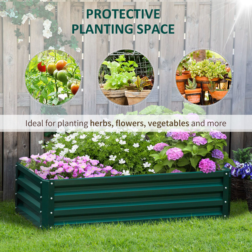 Outsunny For Open Raised Raised Garden Bed with coating, in galvanized steel, 120x60x30.5 cm, green - Borgè