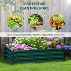 Outsunny For Open Raised Raised Garden Bed with coating, in galvanized steel, 120x60x30.5 cm, green - Borgè