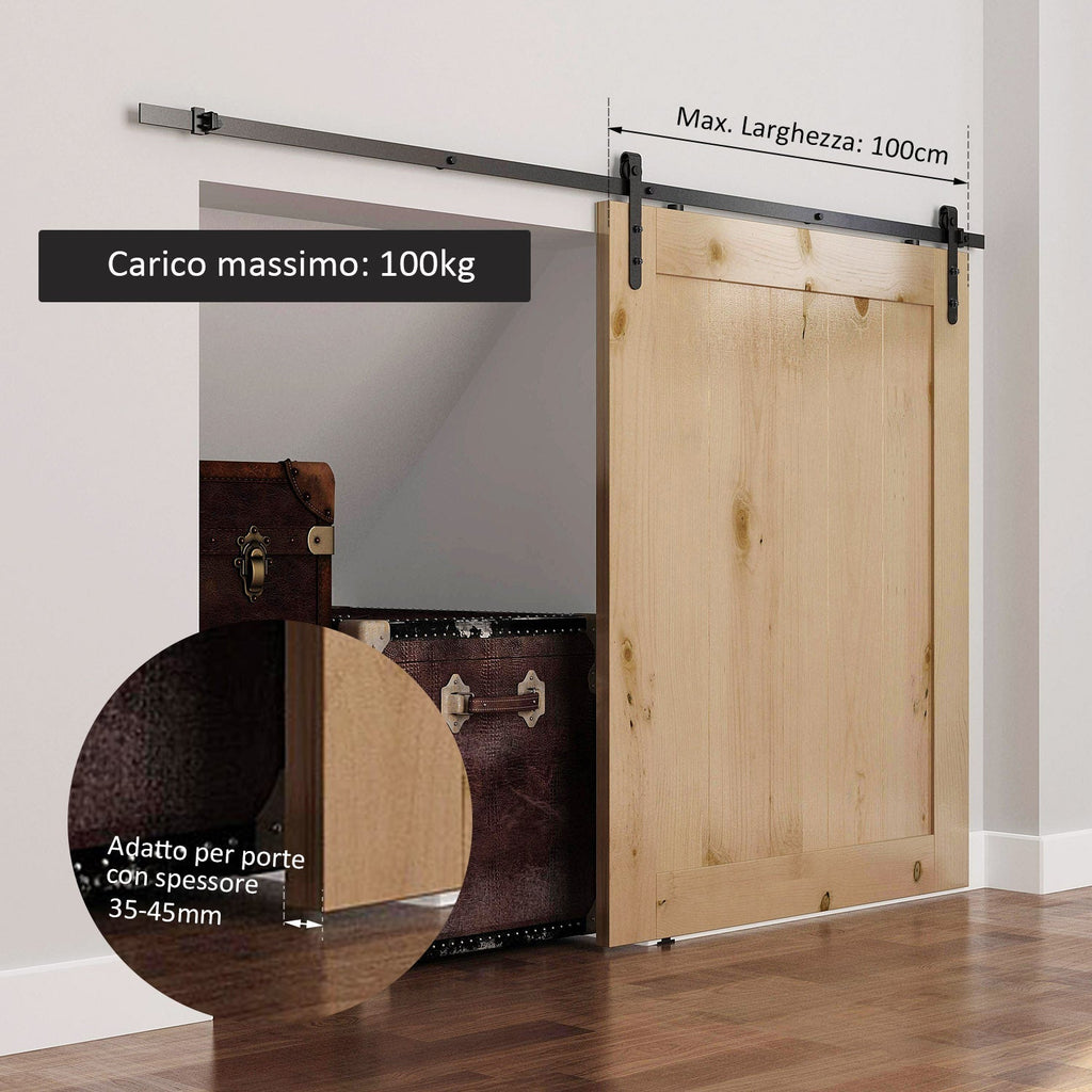Sliding Doors Assembly Kit with track and carbon steel accessories, 200x4x0.6cm - Borgè
