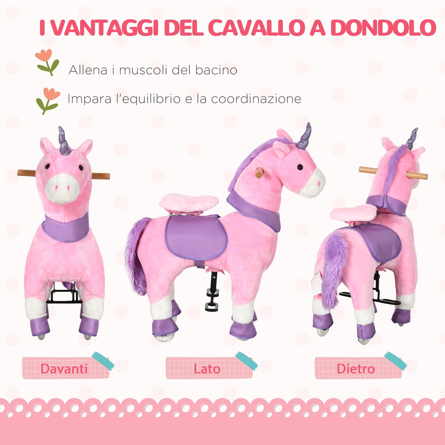 Pink Unicorn with wheels | 3-6 Years