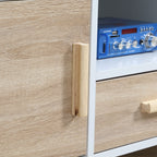 Homcom Low TV Mobile for TV Max 46 "with open shelf, drawer and 2 lockers, in chipboard and pine, 120x37x45.5cm - Borgè