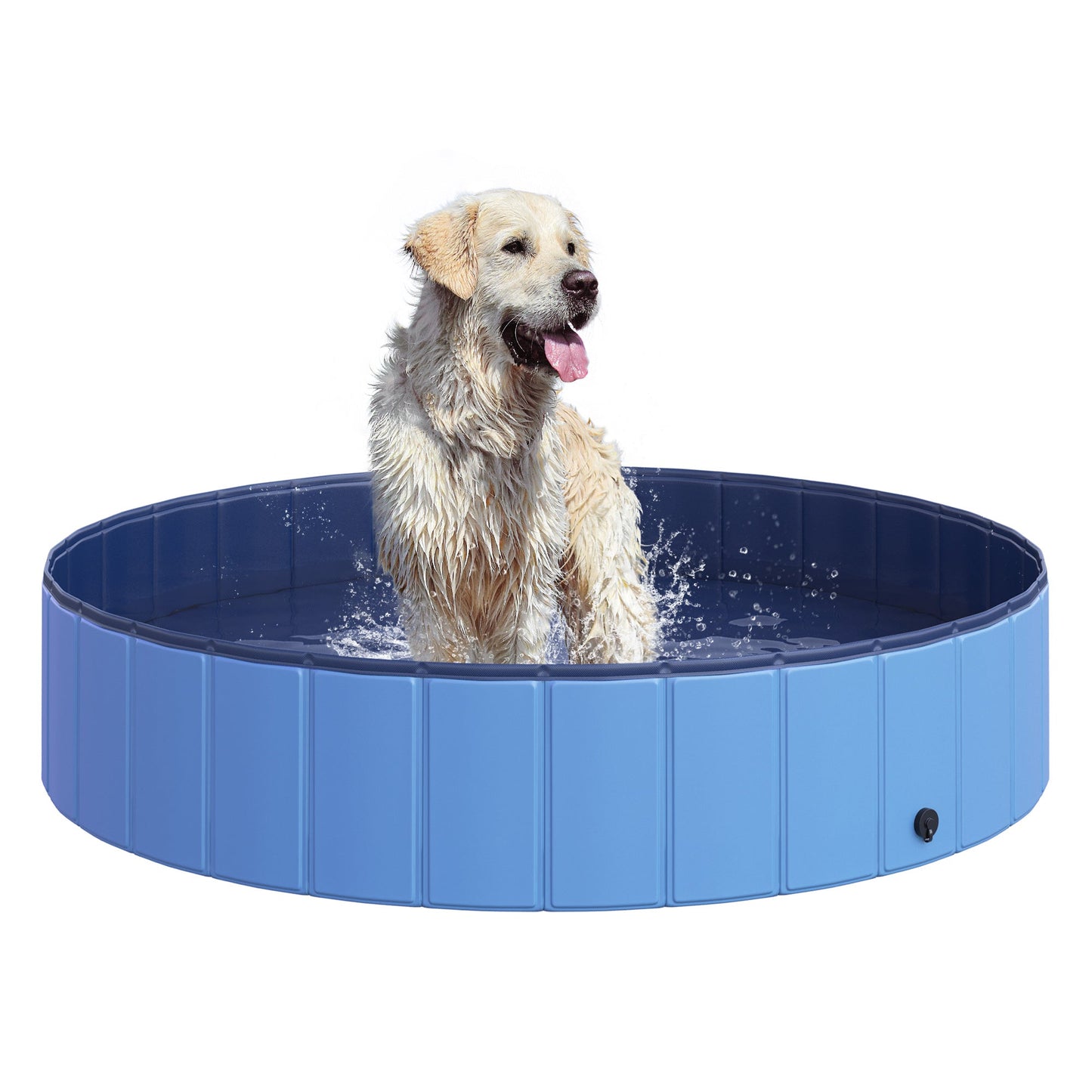 Pawhut folding swimming pool for dogs in pvc, blue, 140x30cm (Øxh)
