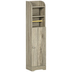 Kleankin Truciolata bathroom cabinet with 2 shelves and 2 -level locker, 23x18x100cm, Grey - Borgè
